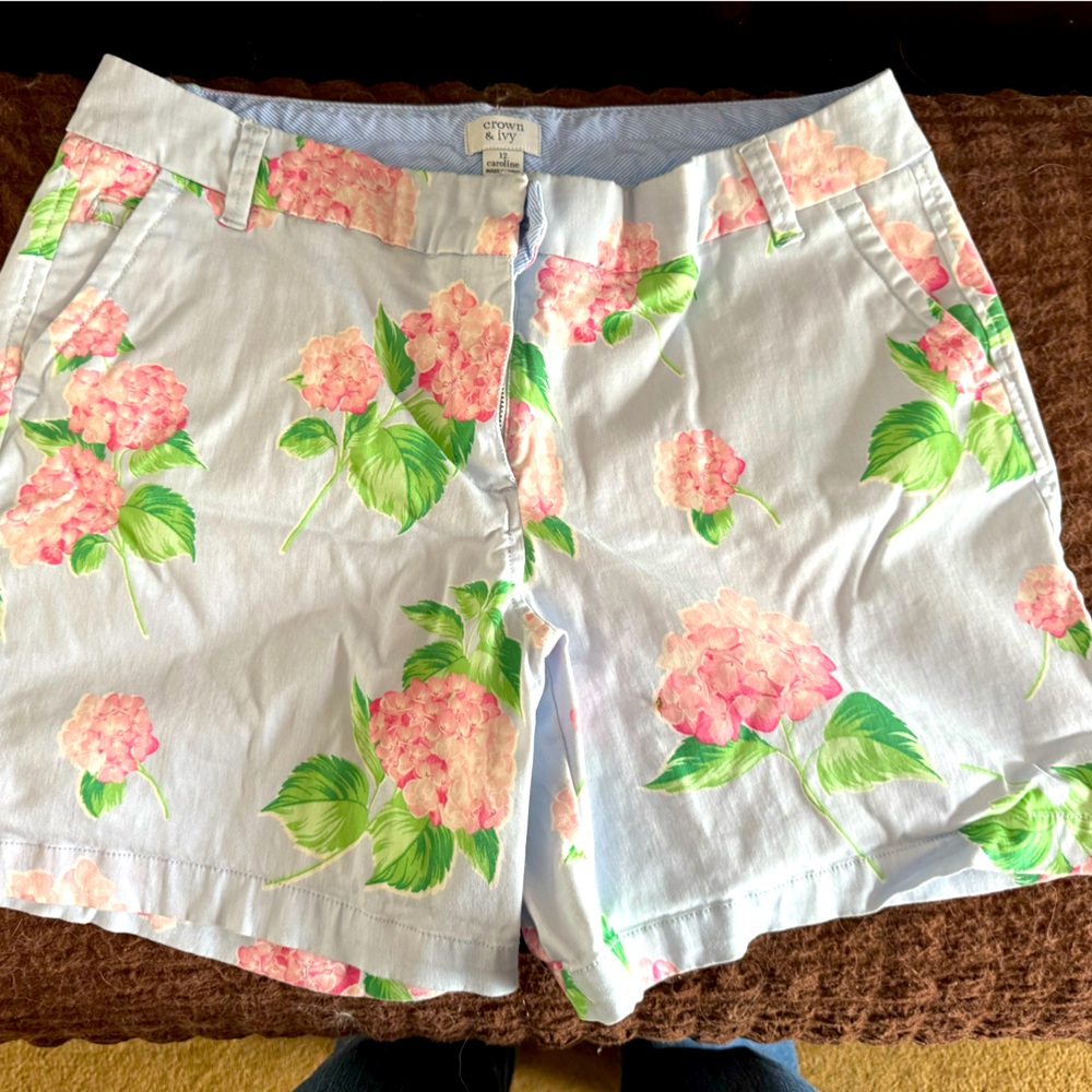 Crown & Ivy Blue and Orange High Waist Shorts